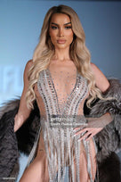 Jessica Bara Allison Crystal Fringe Mini Dress
