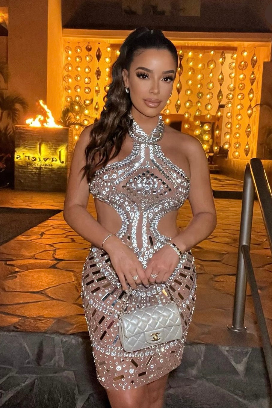 Jessica Bara Allura Crystal Cut Out Halter Mini Dress – JESSICA BARA