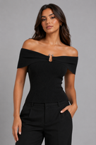 Jessica Bara Ambeva Knit Off The Shoulder Top