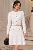 Jessica Bara Amfoba Long Sleeve Cardigan Top and Mini Skirt Two Piece Set
