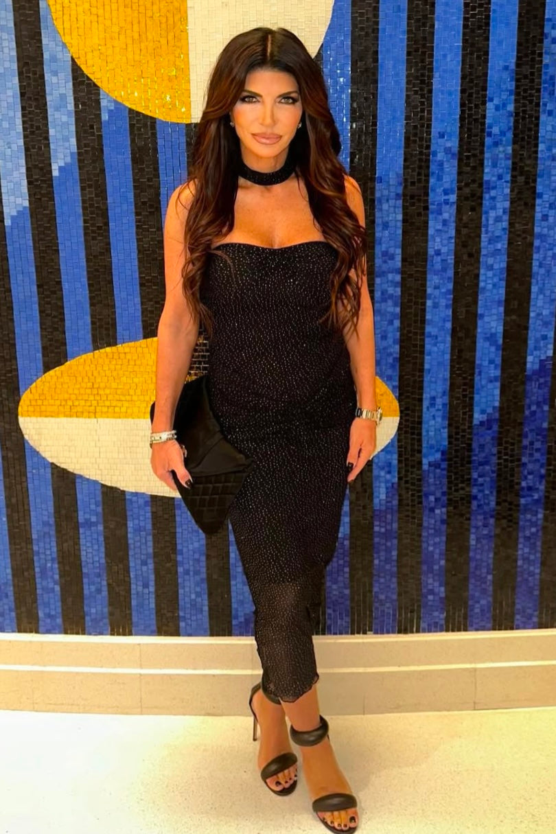 choker maxi dress black Pretty Lavish Curve knit square neck choker detail maxi dress in black