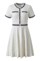 Jessica Bara Angela Gold Button Pleated Mini Dress