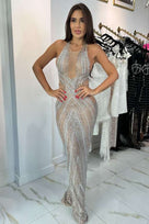 Jessica Bara Anjo Crystal Halter Gown