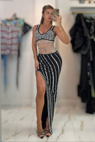 Jessica Bara Anjusi Crystal Slit Gown
