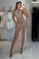 Jessica Bara Antessa Crystal Halter Neck Gown