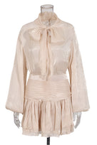 Jessica Bara Antorita Blouse Bow Top and Mini Skirt Two Piece Set