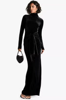 Jessica Bara Aramina Velvet Tie Front Maxi Dress