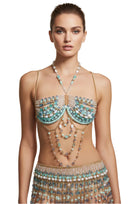 Jessica Bara Arida Chain Crystal Beaded Top