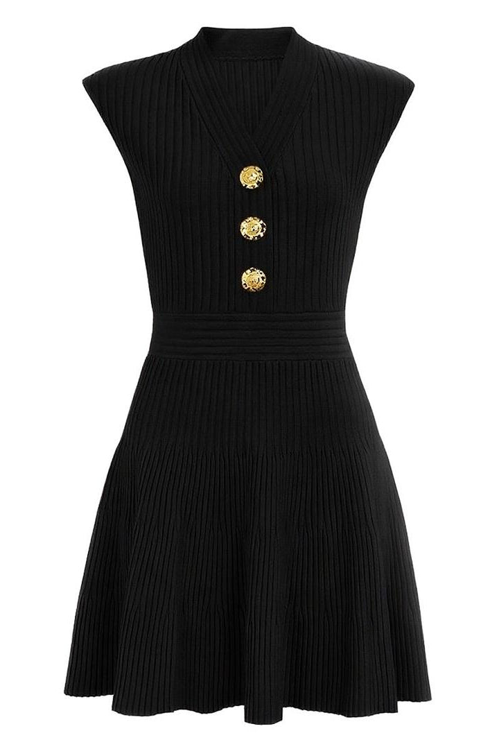 Jessica Bara Asha Gold Button Mini Dress
