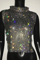 Jessica Bara Asher Sleeveless Crystal Mesh Top