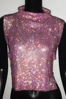 Jessica Bara Asher Sleeveless Crystal Mesh Top