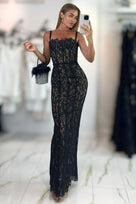 Jessica Bara Atler Lace Maxi Dress