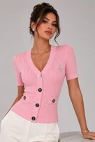 Jessica Bara Avrielle Knit Button Short Sleeve Top