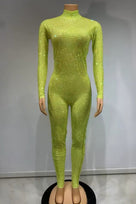 Jessica Bara Aysha Long Sleeve Rhinestone Jumpsuit
