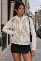 Jessica Bara Azaline Fur Knit High Neck Jacket