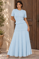 Jessica Bara Azelle Knit Short Sleeve Top and Maxi Skirt Two Piece Set