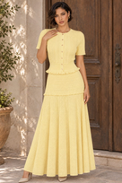 Jessica Bara Azelle Knit Short Sleeve Top and Maxi Skirt Two Piece Set