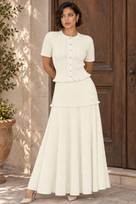 Jessica Bara Azelle Knit Short Sleeve Top and Maxi Skirt Two Piece Set