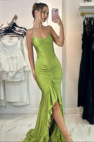 Jessica Bara Azulan Ruched Backless Gown