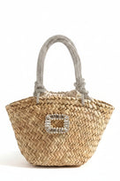 Jessica Bara Bebsi Straw Crystal Strap Tote Bag