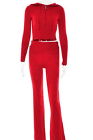 Jessica Bara Brogan Knit Zip Up Hoddie and Pant Two Piece Set