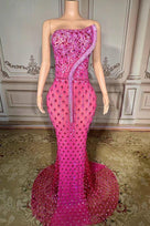 Jessica Bara Carrie Strapless Tube Asymmetrical Embellished Maxi Dress