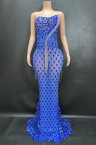 Jessica Bara Carrie Strapless Tube Asymmetrical Embellished Maxi Dress