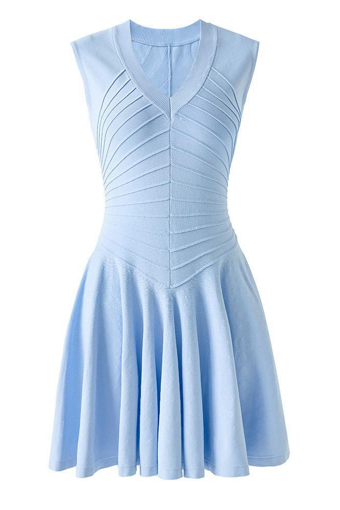 fault in our stars blue dress Jessica Bara Catria Knit Flare Midi Dress Blue / Medium
