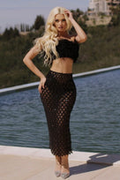 Jessica Bara Connor Feather Strapless Tube Top and Sequin Skirt Two Piece Set