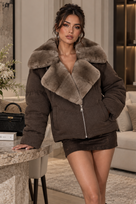 Jessica Bara Cycille 2 Fur Puffer Zipper Jacket