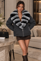 Jessica Bara Cycille 2 Fur Puffer Zipper Jacket
