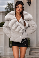 Jessica Bara Cycille Fur Puffer Button Jacket