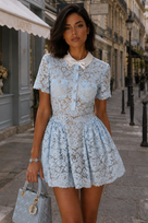 Jessica Bara Cyna Flower Lace Collared Mini Dress