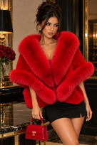 Jessica Bara Delian Fur Collared Coat