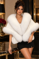 Jessica Bara Delian Fur Collared Coat