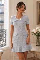 Jessica Bara Deri Bow Tweed Mini Dress