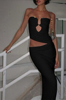 Jessica Bara Desa Strapless Tube Cut Out Maxi Dress