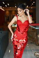 Jessica Bara Desara Crystal Mirror Gown