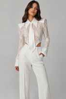 Jessica Bara Desra Lace Collared Long Sleeve Bodysuit