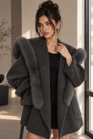 Jessica Bara Dezille Fur Long Sleeve Coat
