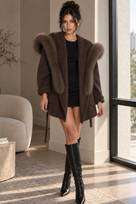 Jessica Bara Dezille Fur Long Sleeve Coat