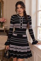 Jessica Bara Ecaza Striped Long Sleeve Mini Dress