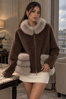 Jessica Bara Elian Fur Zip Up Coat