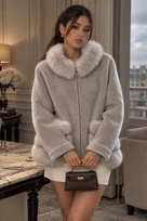Jessica Bara Elian Fur Zip Up Coat