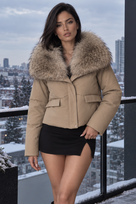 Jessica Bara Eliza Fur Collared Jacket