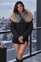 Jessica Bara Eliza Fur Collared Jacket