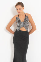 Jessica Bara Ella Rhinestone Butterfly Top