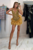 Jessica Bara Elvira 3 Crystal Feather Mini Dress