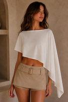 Jessica Bara Elysian Drape Top with Belted Mini Skirt Two Piece Set