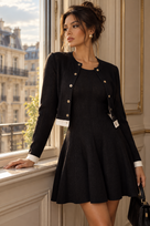 Jessica Bara Ember 2 Knit Long Sleeve Cardigan and Mini Dress Two Piece Set